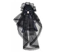 Tnxpumi Velo da donna mini cappello a cilindro gotico cappello alto cappello cappello cosplay copricapo tulle corto velo pizzo accessorio Lolita (nero)