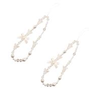 Tnyvm 2 cordini per telefono cellulare bianco catena universale fiocco nero perla cordino da polso cinturino da polso anti perso fascino cinturino moda portachiavi ciondolo cellulare