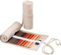 Tnyvm Astuccio arrotolabile in tela di grande capacità, con 36 scomparti, per matite e matite, per matite colorate, colori naturali, astuccio per matite e pennarelli