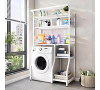 TNZUMCSX Scaffale per Lavatrice a Tamburo con Barra Appendiabiti Mobile per Lavatrice a 5 Ripiani, Ripiano Multifunzionale sopra Lavatrice e Asciugatrice, Telai in Metallo, per Lavanderia