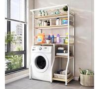 TNZUMCSX Scaffale per Lavatrice a Tamburo con Barra Appendiabiti Mobile per Lavatrice a 5 Ripiani, Ripiano Multifunzionale sopra Lavatrice e Asciugatrice, Telai in Metallo, per Lavanderia