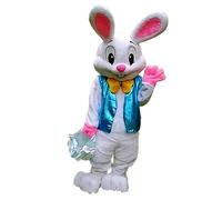 To.beone Costume da coniglietto pasquale con gilet blu e papillon giallo, taglia adulto, vestito per eventi e feste