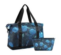 To Die Surrounded by Blue Roses Duffel Bag Grande Carry On Airport Bag con tracolla regolabile per trekking grande capacità, Morire circondati da rose blu, 1 size