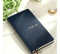 To Do List Notebook A6 PU Leather Pocket Journal for Office Daily Note | 16.7x8.8cm a righe pagine resistenti all'inchiostro nastro segnalibro multiplo opzioni di colore
