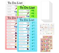 To Do Liste - 4 planner di routine per bambini, 20 x 12 cm, con 20 fogli bianchi e 3 adesivi, lista di controllo dei compiti, agenda settimanale per bambini per pianificare l'apprendimento e la