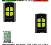 TO.GO 4VA 2 Trasmettitori Radio Benincà Fr. 433,92 MHz Advanced R. Code 4 Canali