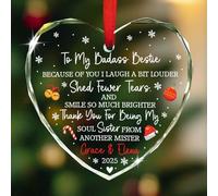 to My Badass Bestie Shed Meno lacrime Ornamento in vetro, ornamento di Natale personalizzato per migliore amica, regalo per Besties Soul Sisters BFF, ornamenti natalizi dell'amicizia, nomi