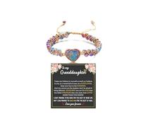 To My Granddaughter - Forever Love Jasper Heart Bracelet You Are Always In Mine Heart From Grandma Natural Emperor Stone Doppio strato Viola Perline Intrecciate Avvolgere Regolabile Mente Pace Regalo