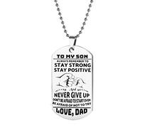 To My Son Gift Ideas from Dad Dog Tag Necklace Stainless Pendant Kid Men Gift-Stay Strong Never Give Up,Necklace Clever fashion