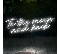 To the Moon and Back Neon Sign - Targa con luci a LED bianche, romantiche frasi d'amore, luce al neon per camera da letto, decorazione da parete, regalo per feste di nozze