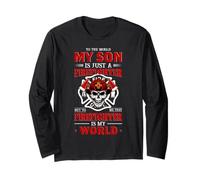 To The World My Son Is Just A Firefighter Funny Firefighters Maglia a Manica