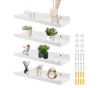 Toaboa Listello da parete a 4 strati, 40 x 10 x 3 cm, in legno, con nuvole bianche, semplice, elegante, sospeso, per camera da letto, cucina, ufficio, soggiorno, ecc