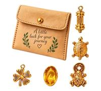 Toad Good Luck Fortune Decoration - Zinc Alloy Golden Turtle Wealth Charm | Golden Turtle Charm Set for Wallet Handbag Travel Bag Drawers Bookshelf Home Office
