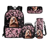 TOADDMOS 4 in 1 Set di borse per libri per scuola superiore e media, astuccio per matite, bottiglia d'acqua, borsa a tracolla per adolescenti, ragazze, ragazzi, scuola elementare e media, Kapibala in