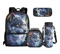 TOADDMOS 4 in 1 Set di borse per libri per scuola superiore e media, astuccio per matite, bottiglia d'acqua, borsa a tracolla per adolescenti, ragazze, ragazzi, scuola elementare e media, Galassia