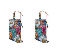 TOADDMOS Borsa della spazzatura per auto, motivo floreale, stile bohémien, pieghevole, da appendere, set completo di 2 pezzi, per tenere pulito il veicolo