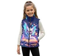 TOADDMOS Capispalla per ragazze Gilet Taglia 2-12 Elegante Ragazze Con Cerniera Gilet Confortevole Autunno Inverno Caldo Senza Maniche Capispalla, Libri Baby Dragon, 5-6 Years