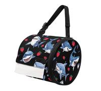 TOADDMOS Copertura per scatola di fazzoletti con squalo fragola con contenitore multifunzionale rotondo Cvoer borsa per asciugamani di carta rotonda per soggiorno camera da letto decorazione