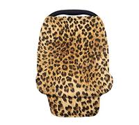 TOADDMOS - Coprisedile per auto con stampa leopardata classica per bambini, copertura per allattamento al seno, morbida e traspirante, per seggiolino auto, per la spesa, seggiolone, passeggino
