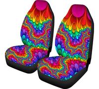 TOADDMOS - Coprisedili anteriori per auto, motivo arcobaleno hippie tie-dye, universali, per auto, SUV, berline e furgoni