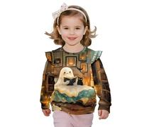 TOADDMOS Felpe per ragazze in poliestere spandex tessuto felpa bambina volant manica lunga ragazze top per la vita quotidiana, Fantasma di Halloween., 4-5 Years