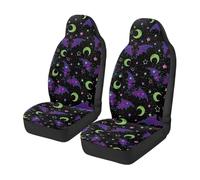 TOADDMOS Halloween Bat Autositzbedeckung Vordersitze nur, Moon Stars Flannel Sattel Decke Autositzbedeckungen Weiche Automobilsitzkissen Abdeckungen für Autos, LKW, SUV