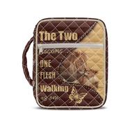 TOADDMOS Leone Bibbia Cover Case per le donne Croce Portatile Trapuntata Bibbia Tote Bag Grande Bibbia Protettiva Leggero Trapuntato Bibbia Borse con Maniglia e Tasca con Cerniera