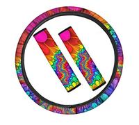 TOADDMOS Rainbow Hippie Tribal Tie Dye Coprivolante antiscivolo universale 38,1 cm con 2 copricinture di sicurezza, misura universale