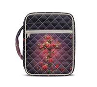 TOADDMOS Rose Bibbia Copertine per le donne Croce Trapuntata Bibbia Custodia con manico resistente e multi tasche Leggero Trapuntato Trasporto Bibbia Studio Forniture Accessori