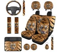 TOADDMOS Set completo di coprisedili per auto, motivo tigre, 14 pezzi