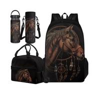 TOADDMOS Set di 4 borse per la scuola per bambini con borsa termica per il pranzo, borsa portatile per bottiglia d'acqua e bottiglia termica, Acchiappasogni, Small Water Bottle, Set di zaini per la