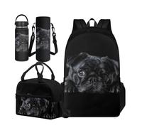 TOADDMOS Set di 4 borse per la scuola per bambini con borsa termica per il pranzo, borsa portatile per bottiglia d'acqua e bottiglia termica, Carlino, Large Water Bottle, Set di zaini per la scuola