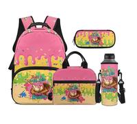 TOADDMOS Set di 4 zaini per bambini con borsa portatile per il pranzo, astuccio per matite, borsa per bottiglia d'acqua, adatto per ragazzi delle scuole medie, Solo una ragazza che ama il baseball