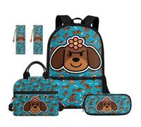 TOADDMOS Set di 5 pezzi zaino per la scuola con borsa per il pranzo, portapenne, segnalibro per bambini delle scuole medie elementari, Carino Bassotto Blu, moderno