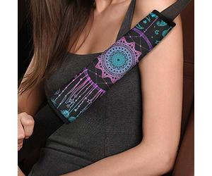 TOADDMOS Set in 2 Pezzi di Cuscinetti Copricintura Universali per Auto con Stampa Mandala Nativo Indiano Acchiappasogni, Cuscinetti per Cinture di Sicurezza Super Morbidi e Confortevoli per Spalle per