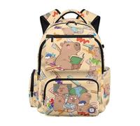 TOADDMOS Zaino per bambini, 43 cm, leggero, con tasca frontale, per scuola elementare e media, Capibara Studiare, moderno