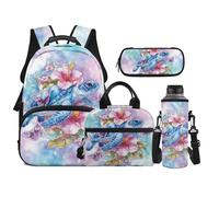 TOADDMOS Zaino per bambini con borsa per il pranzo portatile, multifunzionale, borsa per bottiglia d'acqua adatta per bambini piccoli, Galleggianti delle tartarughe marine, moderno
