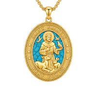 TOAKOT Collana con ciondolo a forma di San Turchese per uomo e donna | Collana con simbolo del santo patrono, amuleto, medaglia, gioiello religioso per compleanno, Natale, festa del papà