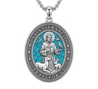 TOAKOT Collana con ciondolo a forma di San Turchese per uomo e donna | Collana con simbolo del santo patrono, amuleto, medaglia, gioiello religioso per compleanno, Natale, festa del papà