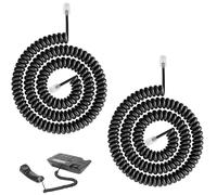 Toaluea 2 Pezzi Cavo Telefonico RJ9 RJ10 RJ22 4P4C, 3 Metri Cavos Cornetta Telefono Fisso Casa Alta Compatibilità, Spirale Connettore Telefono Avvolto Nero per Ufficio Casas Fissi
