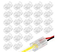 Toaluea 20 Pezzi Connettore Striscia LED COB 2pin 8mm, LED Strisce Connecteur Cavo Striscce Senza Saldatura, 2 Poli Rapido Striscia Connettori per SMD 5050 5630 Monochrom Strip 12V 24V