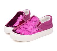 Toandon Little Kids - Sneaker basse senza lacci in tela glitterata, Glitter rosa, 3 US Big Kid
