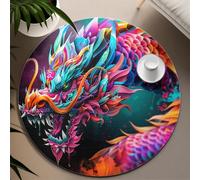 TOANGWALL 3d origami art tappeto rotondo 150cm stile giapponese drago colorato tappeto lavabile antiscivolo per soggiorno camera da letto portico dormitorio arredamento tappetino