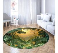 TOANGWALL 3d origami art tappeto rotondo - fantasy forest lavabile morbido pelo basso tappetino circolare per interni antiscivolo per armadio bagno sala giochi corridoio di casa 200cm