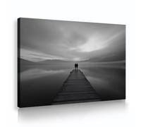 TOANGWALL Arte murale romantica sul molo sul lago Immagini in stile grigio in stile paesaggio Stampe d'arte Poster murales di coppia Pittura per arredamento della camera da letto 30x45cm