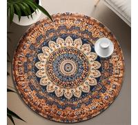 TOANGWALL Boho Round Carpets 140cm Mandala Medallion Vintage Pattern Throw Mat Antiscivolo Lavabile Resistente alle Tachie per l'ingresso del soggiorno