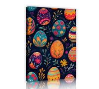 TOANGWALL Easter Egg Deep Blue Wall Art Mural Botanico Geometrico Primavera Vivace Stampa Murale Stravagante per Salotto Bagno Arredamento Casa 60x90cm