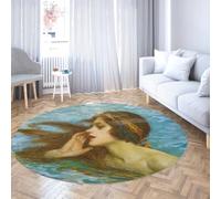 TOANGWALL Elegante Stile Lavabile Tappeto Rotondo 160 cm Un Piccolo Fanciullo Del Mare Antiscivolo Pavimento Interno Tappeto Circolare Per Soggiorno Sala Da Pranzo Camera Da Letto