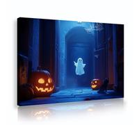 TOANGWALL Halloween fantasma tela arte della parete zucca spettrale notte dipinti immagini opere d'arte stampe poster raccapriccianti per soggiorno corridoio decor 80x120cm telaio interno