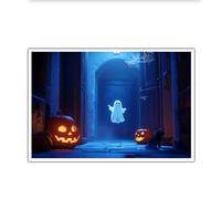 TOANGWALL Halloween fantasma tela arte della parete zucca spettrale notte dipinti immagini opere d'arte stampe poster raccapriccianti per soggiorno corridoio arredamento 80x135cm senza cornice